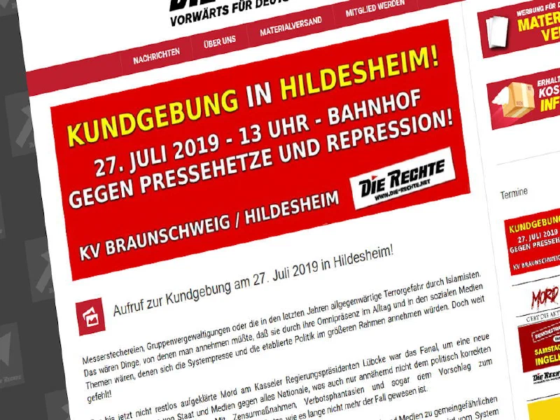 Geplante Grünung und Kundgebung der Partei "Die Rechte" in Hildesheim