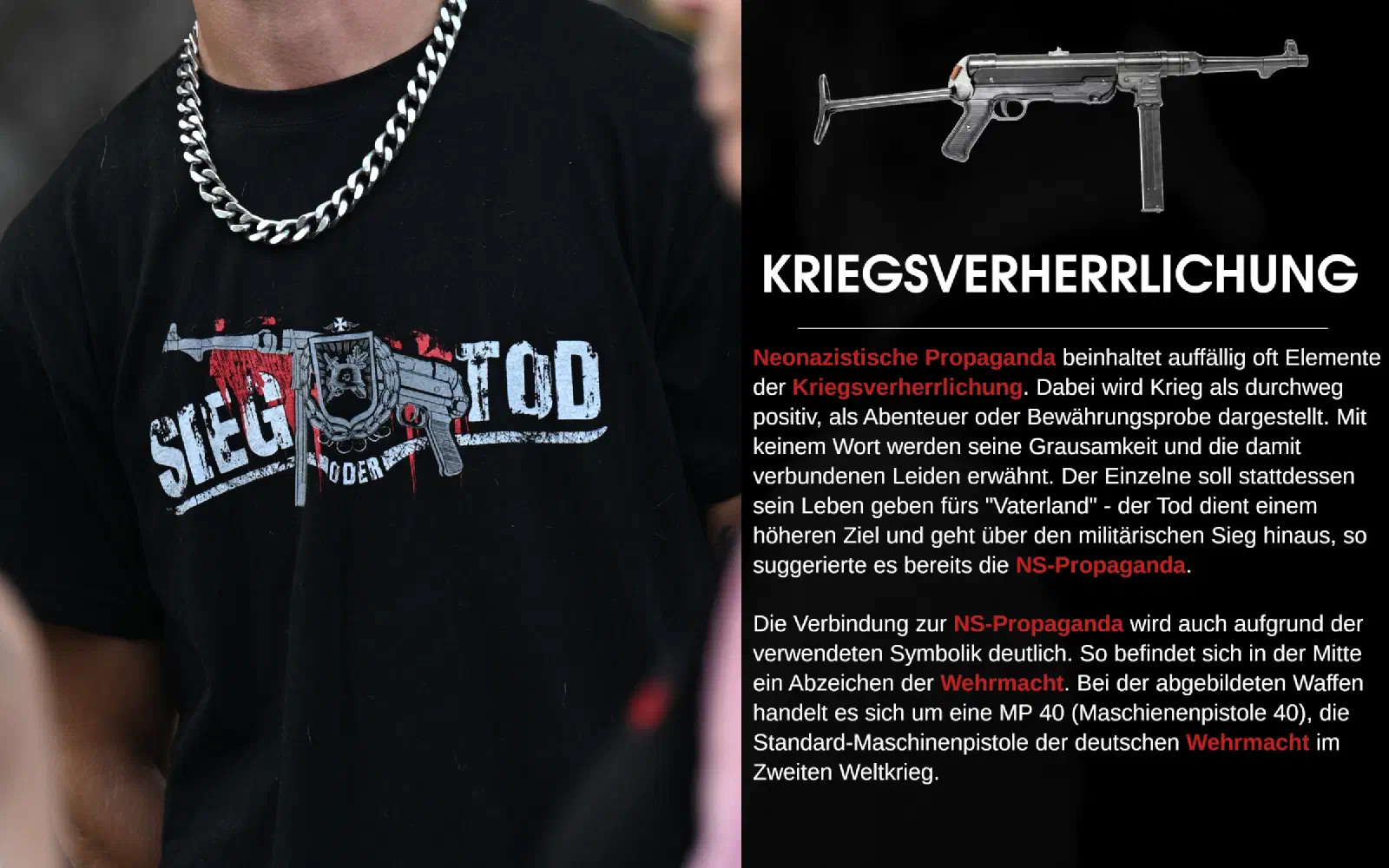 Tafel zu Kriegsverherrlichung